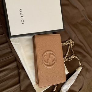 Gucci Soho Disco Wallet on Chain Beige